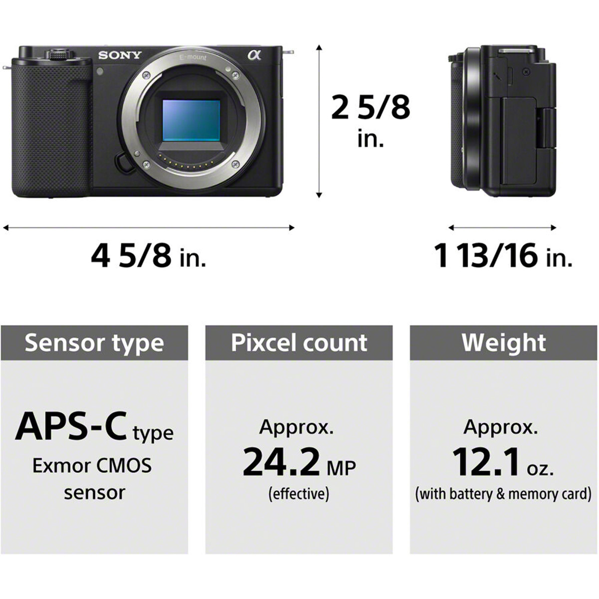 Sony ZV E Mirrorless Camera Body Only, Black   The Camera Exchange